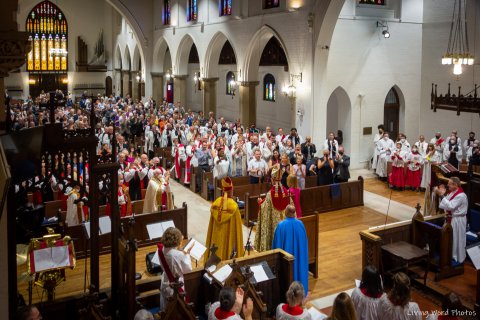 A standing ovation for the newly consecrated Bishop Alex Cameron of the Anglican Diocese of Pittsburgh. Photo by Kevin Patterson, Living Word Photos.