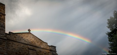 A rainbow over Church of the Ascension in Pittsburgh